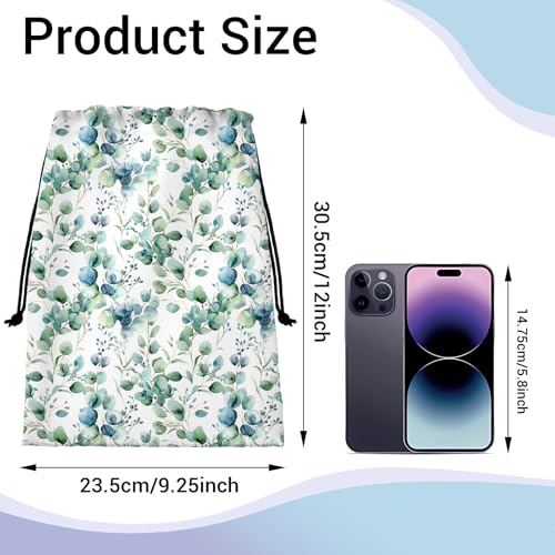 Image of Eucalyptus Leaves Gym Grip Bag Green Adjustable Gymnastics Storage Pouch for Fitness Sports