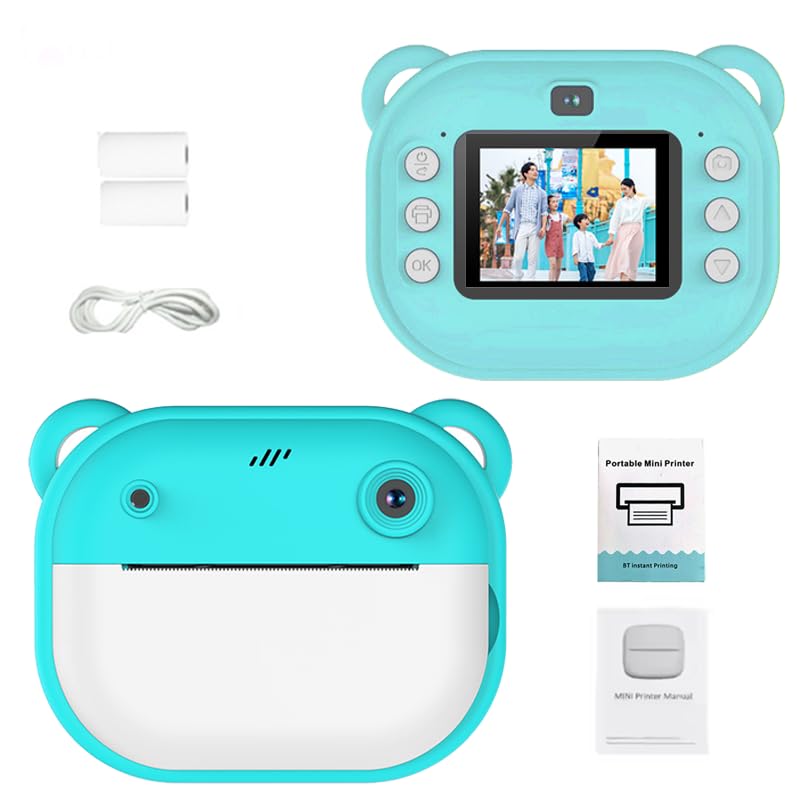 Instant Print Camera for Kids, Christmas Birthday Gifts for Girls Boys, Digital Camera with 1080P Videos, Portable Instant Camera Printer Toy for 6+ Years Old Kids (Green)-image-33