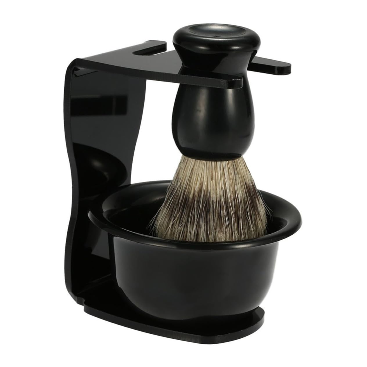 minkissy Facial Cleaning Essential Bristle Shaving Brush Stand Holder Sleek Shaving Bowl Set