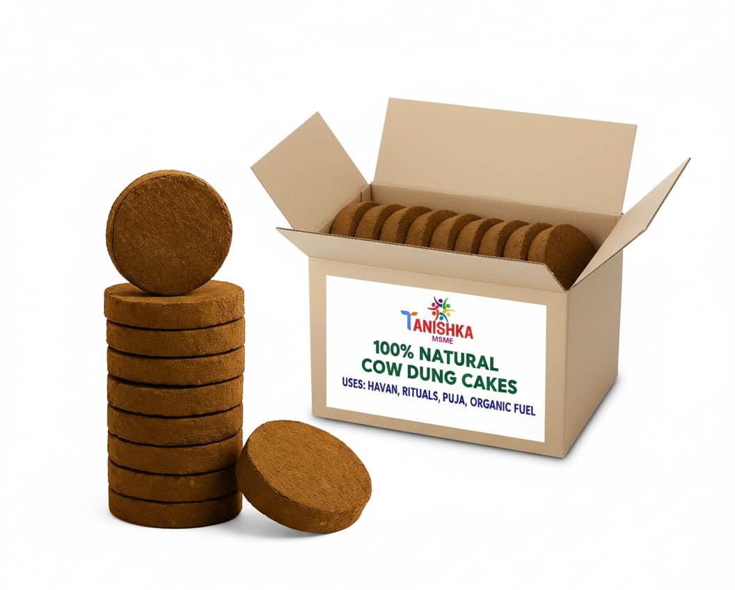Cow Dung Cakes – 100% Natural & Sun-Dried | for Pooja, Havan, Agnihotra, Dhoop & Composting | Desi Cow Upale/Kande | Eco-Friendly, Moisture-Free, Handmade | 21 Pieces-picture-23