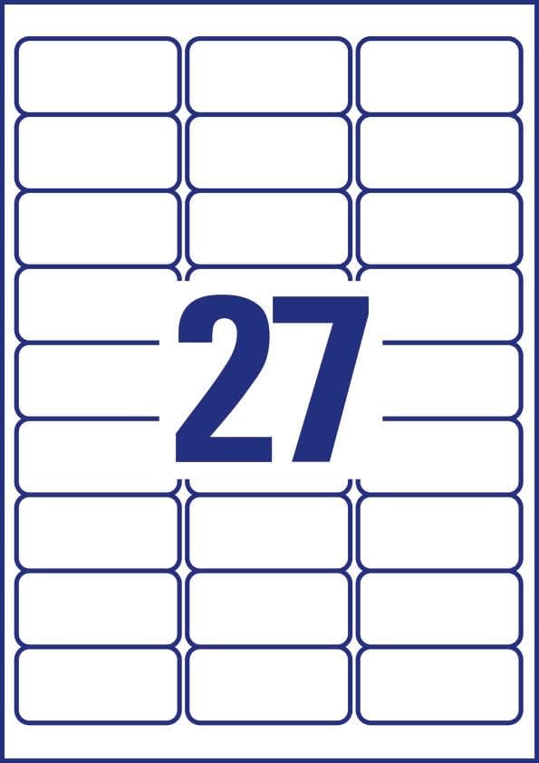 Avery L4737REV-25 Self-Adhesive Removable Labels, 27 Labels Per A4 Sheet, White, 635x296 mm
