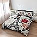 Bedbay Vintage Paris Bedding Set Romantic Eiffel Tower Comforter Set Queen Size 8-Piece Parisian Style Duvet Set Elegant Rose Floral Quilt Soft Cozy French-Themed Bedding for Children Teen Adults