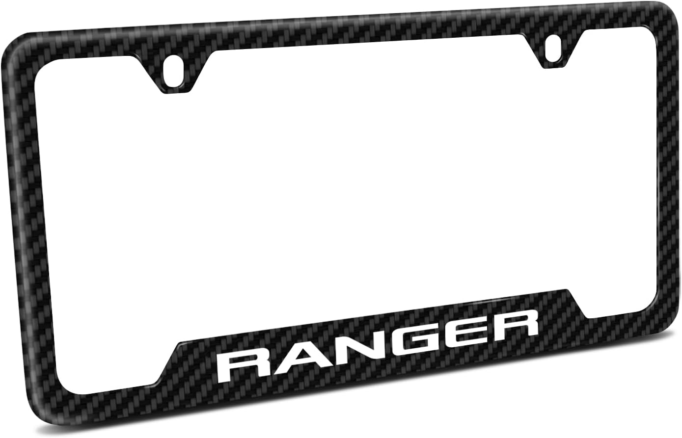 iPick Image for Ford Ranger Black Carbon Fiber Texture ABS Plastic 50 States License Plate Frame