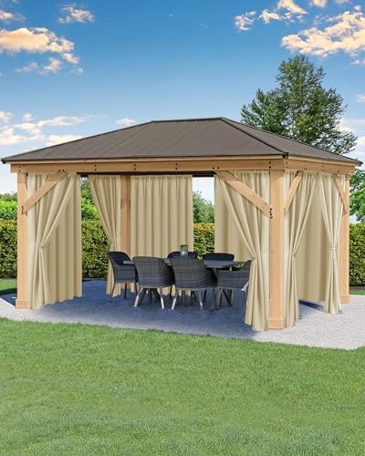 Outdoor Patio Curtains Waterproof with Rod Pocket 6 Pcs 54x84 Inch- Protect Privacy & Weatherproof...