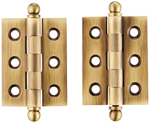 Deltana CH2015U5 Solid Brass 2-Inch x 1-1/2-Inch Cabinet Hinge with Ball Tips