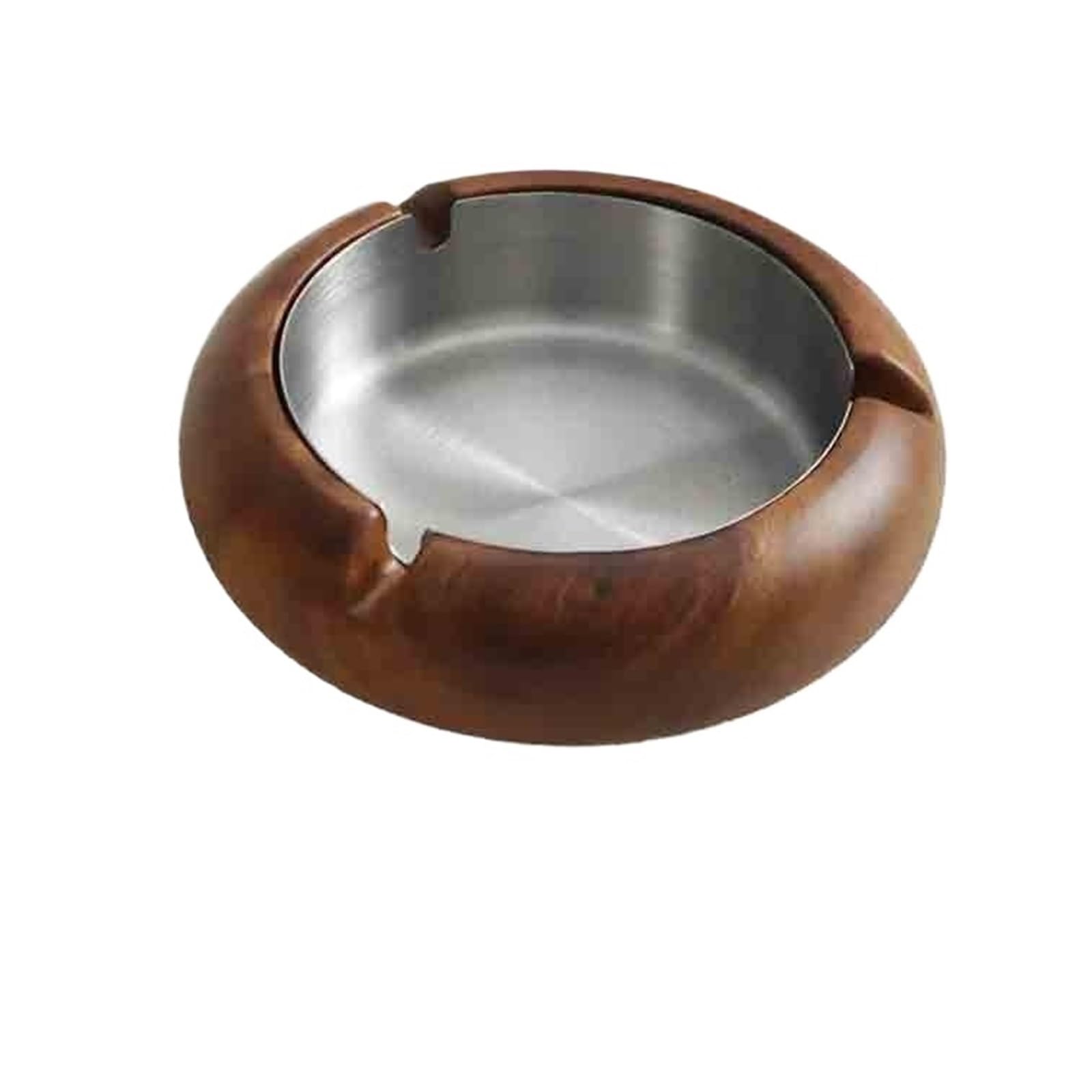 Indoor Decorative Wooden And Stainless Steel Ashtray For Home Use Hotel Office Detachable Circular for Desktop(Medium)