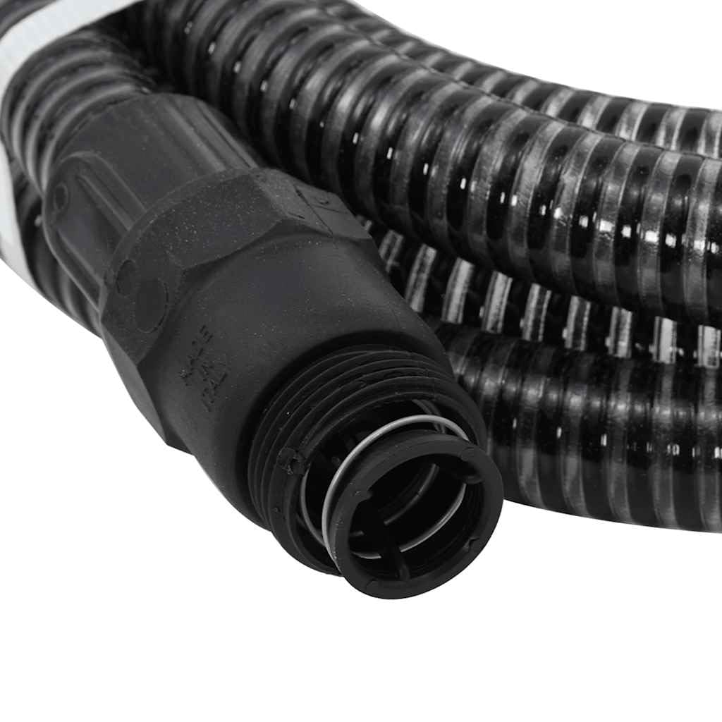 Manguera de aspiración negra con conectores de PVC de 1 pulgada y 10 m de longitud, manguera de agua flexible para riego de jardín y limpieza con diseño sin pliegues para terraza, balcón e