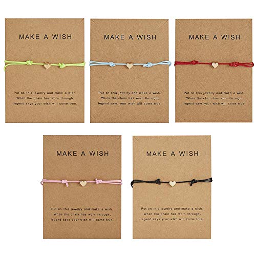 Image of Friendship Charm Adjustable Bracelets with Message Card (Set of 5); Perfect Jewelry Gift for Friends & Family