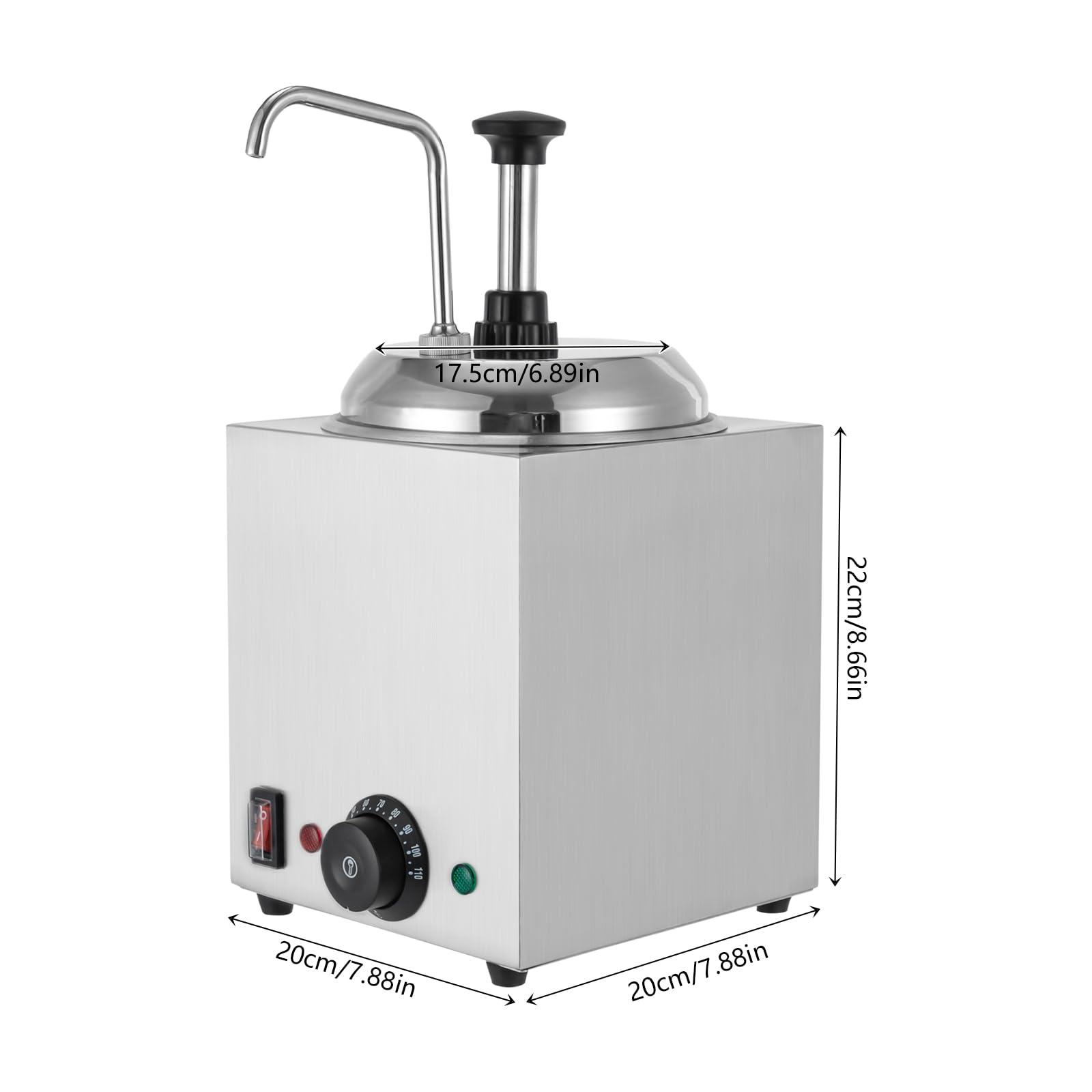 Distributore di salse da 2,5 l con funzione di riscaldamento, dispenser di salse in acciaio inox, dispenser di salsa per pompa, dispenser di spezie maionese, dispenser di senape ketchup