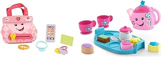 Fisher-Price Laugh & Learn My Smart Purse – English Edition & Laugh & Learn Sweet Manners Tea Set, Interactive Toddler Role-Play Toy with Smart Stages Learning Content for Ages 18 Months and up
