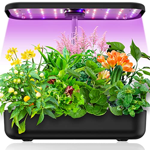 Wosnows 12 Pods Hydroponics Growing System, Indoor Herb Garden with LED Grow Light, Height Adjustable Plant Germination Kits, Smart Garden Planter for Home Kitchen…