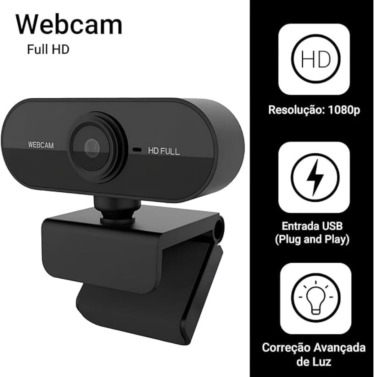 Webcam Full HD 1080P Com VideoConferencia Microfone Home Office Premium