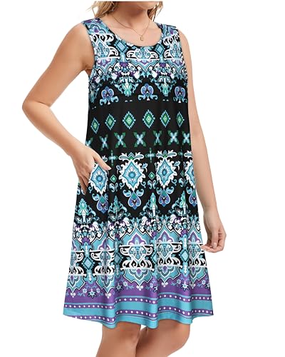 Image of CHICGAL Womens Summer Dresses Casual Loose Pleated Front Tshirt Sleeveless Tank Sundresses with Pockets 2026
