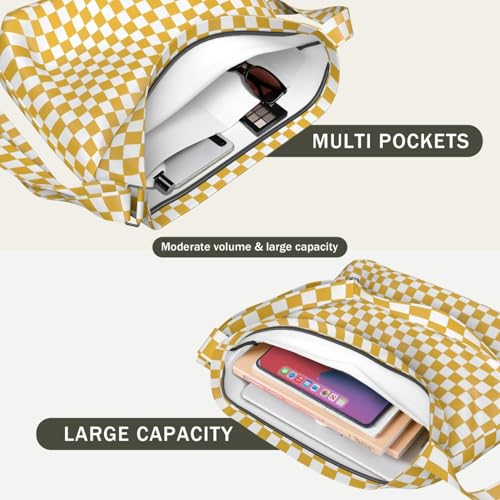 Plaid Canvas Tote Handbag Large Messenger Bag Crossbody Vintage Checkered Shoulder Bag for Women and Men Casual Work Shopping3