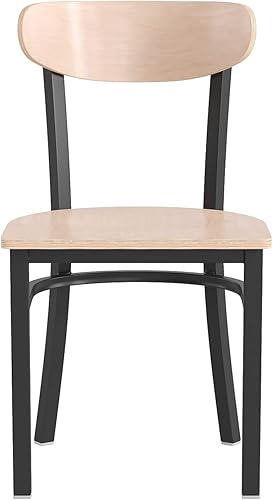 Miniatura 234 de Flash Furniture Wright - Silla de comedor de grado comercial, asiento de madera maciza con acabado de nogal y respaldo de boomerang, 500 libras de