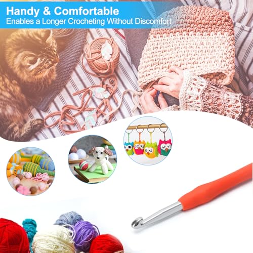 Image of Vodiye 10PCS Crochet Hooks, Professional Extra Long 9.0mm, Ergonomic Handle, Plastic, Orange, Perfect for Beginners and Experienced Crochet Hooks Lovers