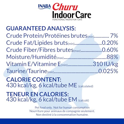 INABA Churu Indoor Care for Hairball Control, Functional Lickable Cat Treat with Taurine & Vitamin E, 14g Each, 24 Tubes Total, Chicken Recipe image 8