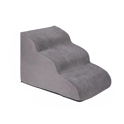 犬の階段、ペットの階段、年配の犬と子犬に適し、30d高密度パッド、3か月のリバウンド効果、滑り止め 安定性、可動/洗浄された蓋、ソファ/ベッド、子犬、安全デザイン、グレー/白、2番目/3番目/4段階の斜面階段 (グレー, 3つのレイヤー, 1)