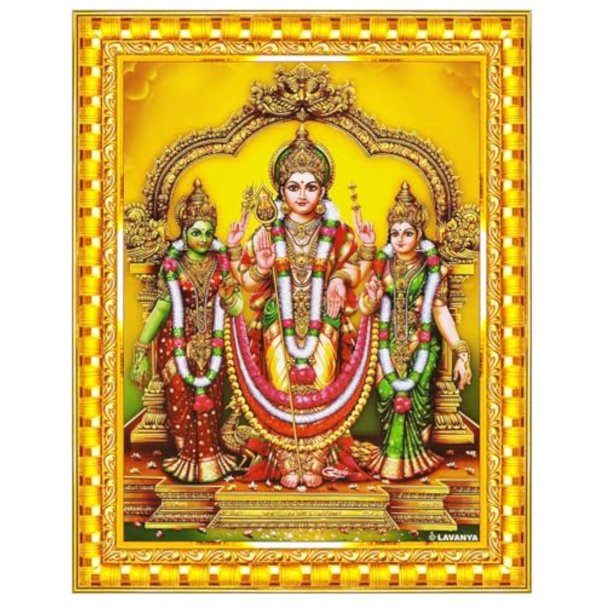 Lord Murugan Valli Deivanai Wall Painting Framed Decor