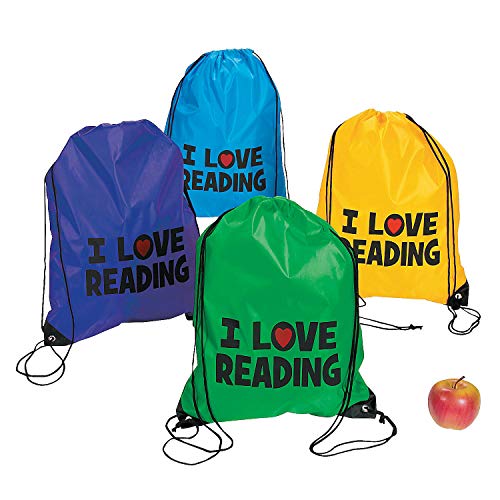 Fun Express - I Love Reading Backpacks - Apparel Accessories - Totes - Novelty Totes - 12 Pieces