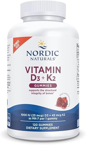 Miniatura 9 de Nordic Naturals Gomitas de vitamina D3  K2 granada 60 gomitas - 1000 IU de vitamina D3  45 mcg de vitamina K2 gran sabor salud ósea promueve la