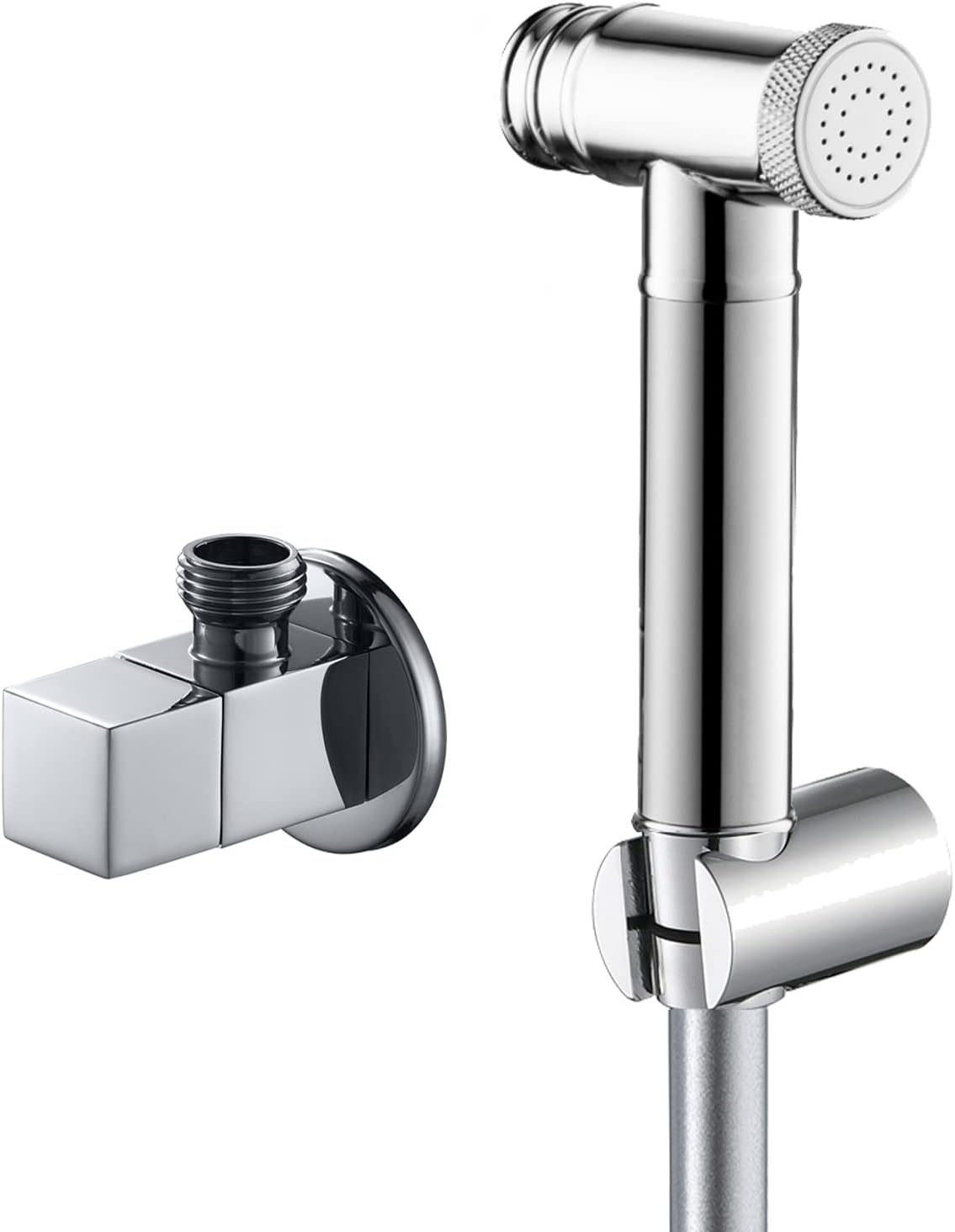 Handheld Bidet Sprayer for Toilet, Brass Cloth Diaper Sprayer, Attachment Bathroom Accessories for Feminine Hygiene, Cloth Diaper and Pet Wash,Black(Chrome)