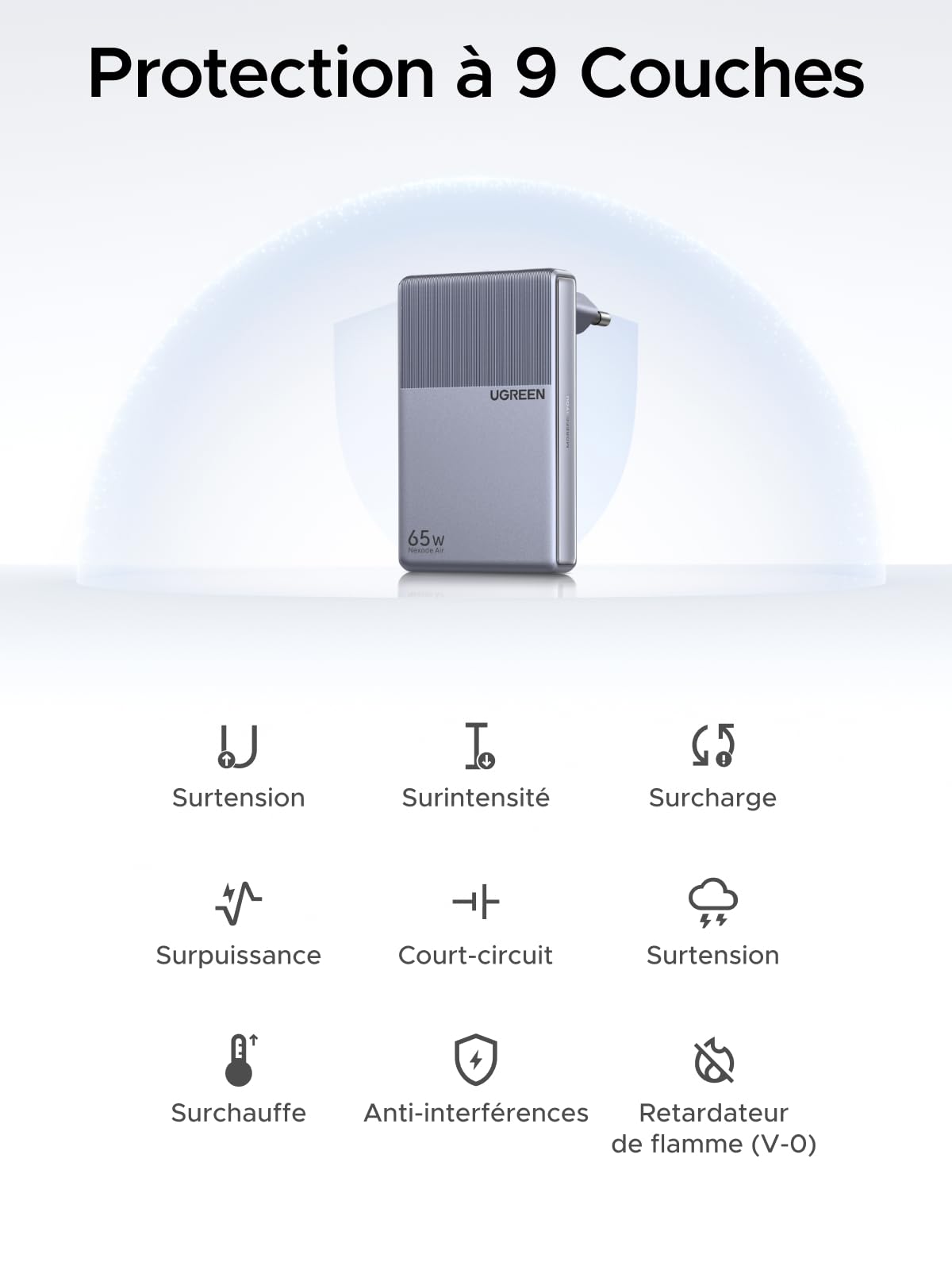 UGREEN Nexode Air Slim Chargeur 65W USB C Rapide 3 Ports GaNInfinity Tech | Compatible avec iPhone 17 Pro Max Air 16 15 14 13 12 11 Galaxy S26 S25 S24 Pixel 10 9 iPad MacBook Neo Air Pro M5 M4 M3 M2 M1