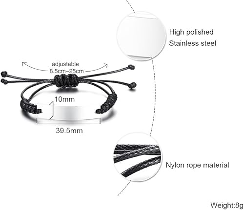 Miniatura 2 de VNOX Pulsera de identificación de alerta médica de emergencia con grabado personalizado gratuito para mujeres, hombres y niños, 4-9 pulgadas