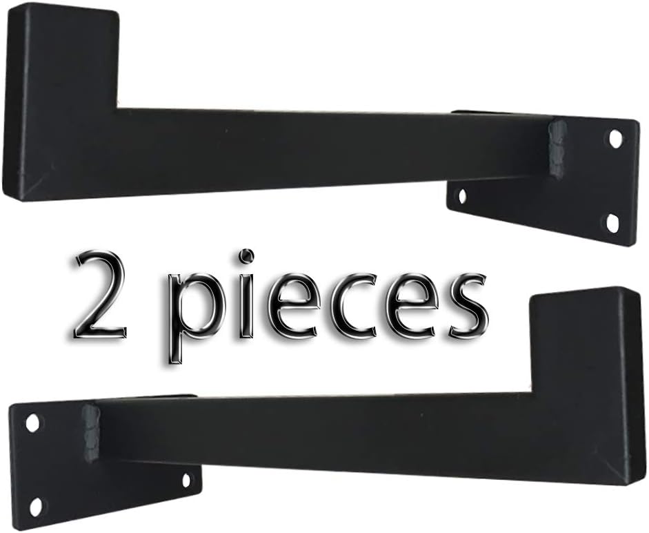 Square Tube Shelf Bracket with Hook,Black Wall Floating