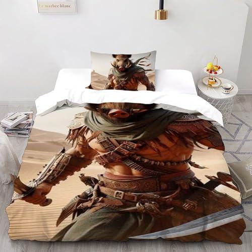 Housse de couette microfibre sanglier 135x200 parure de lit animaux imprimé 3D