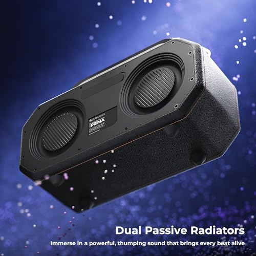 Image of ZEBRONICS Prima, Portable Bluetooth Speaker, 90 Watts, Upto 9 Hours Playback, Dual 11.8cm Drivers, Dual Passive Radiators, BTv5.4 | TWS | AUX | USB, Carry Strap, Deep Bass, Splash Proof (Black)