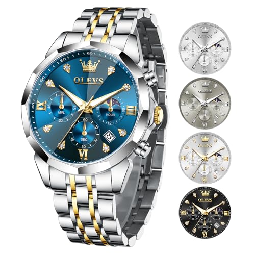 Image of OLEVS Watch Men Stainless Steel Watches Luxury Chronograph Men Wrist Watch | Multifunction,Diamond, Date, Business, Classic,Dress Watch for Men, Gift for Men, reloj de Hombre