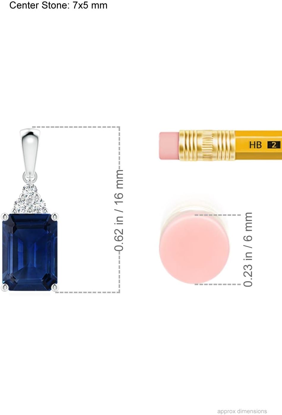 Angara Natural Blue Sapphire Emerald Cut Pendant Necklace in Sterling Silver / 14K Solid Gold With 18" Chain | September Birthstone, Birthday, Engagement, Anniversary, Wedding Jewelry Gift for Women