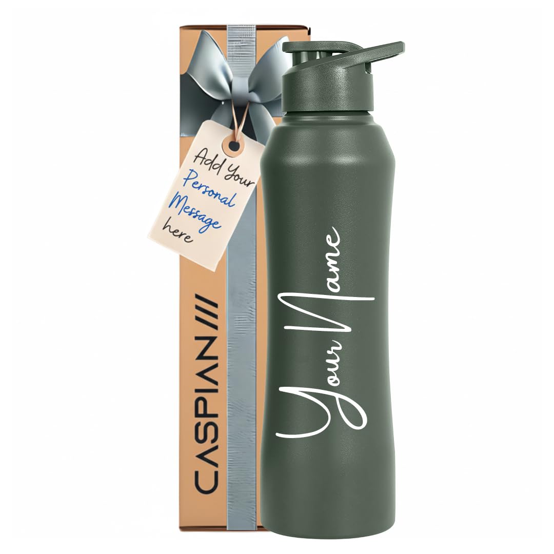 Caspian Trek Customised Stainless Steel Water Bottle 1000ml,G goose with Logo Print -Personalised Water Bottle with Your Name Print for Kids Boys Girls School Office Gym- Perfect for Corporate Gifting