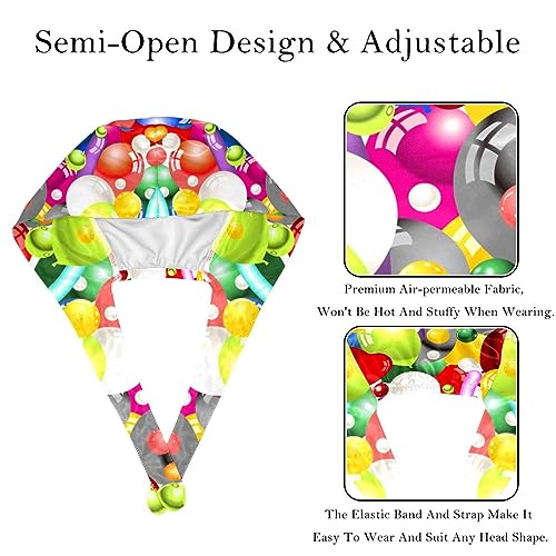 Chapeaux de travail VERED à motifs ballons colorés avec bandeau anti-transpiration, lot de 2 - 3