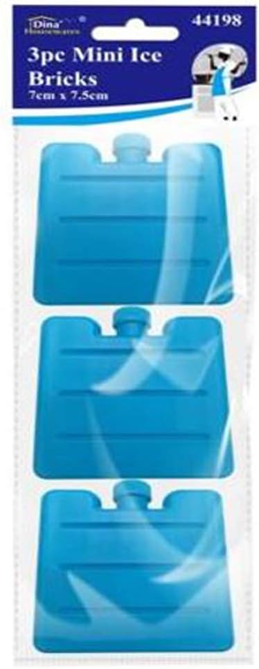 FabulouzPack of 3 Mini Ice Blocks Brick Pack Freezer Cooler Bag Box Travel Picnic chill Blue