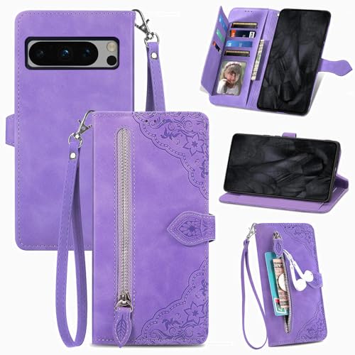 Étui violet Google Pixel 7A housse portefeuille en cuir à rabat magnétique