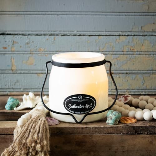 Image of Milkhouse Saltwater Mist Soy Candle, 16 oz Butter Jar, 65+ Hr Burn