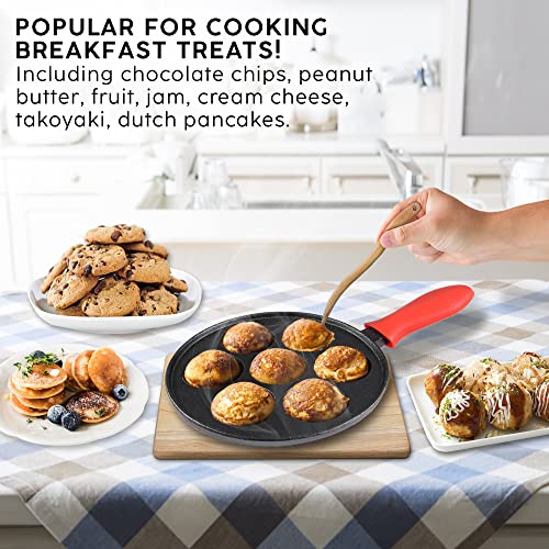 Cast Iron Aebleskiver Pan/Ebelskiver Pan/Ideal For Mini Pancake Mold, Cake Pop Pan, And Takoyaki Maker For Danish Stuffed By Upstreet (Red) #TOP3