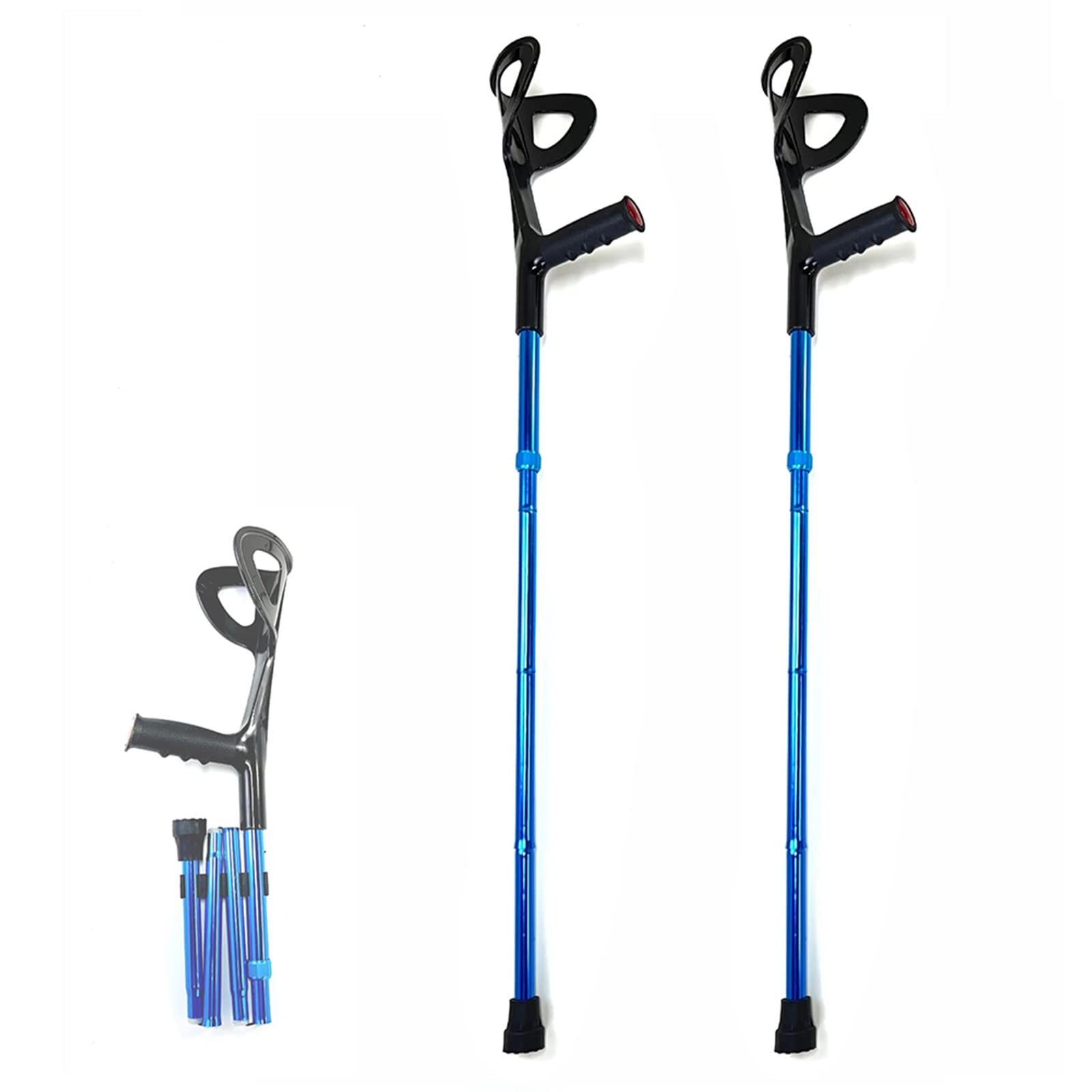 Muletas Adulto Plegable, Muletas de Antebrazo Ajustables,Muletas Caminar de Aluminio (Color : Bleu, Size : 2counts)