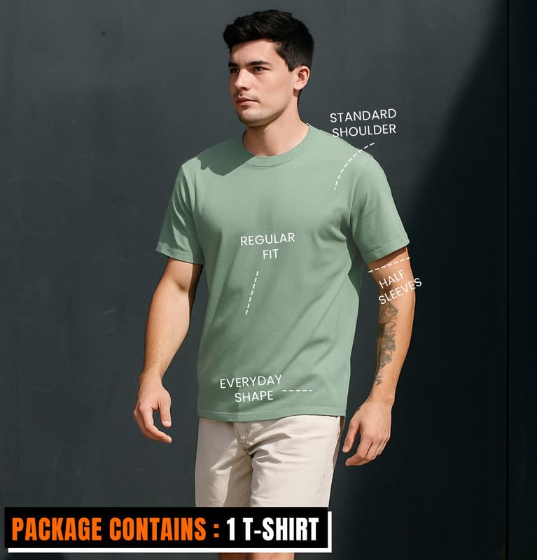 Image of Sleepynuts Men's Regular Fit Round Neck Half Sleeves Solid Casual Wear T-Shirt