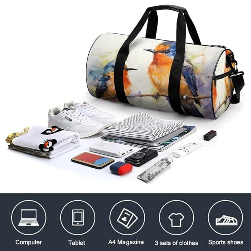 Duffel Bag for Men Women Gym Bag Oil Painting Bird Travel Duffel Bag Waterproof Overnight Bag for Sports Workout4