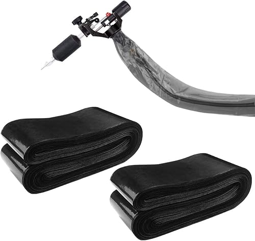 200Pcs Tattoo Machine Covers (2 inch X 24 inch) Tattoo Clip Cord Cover Disposable Tattoo Pen Covers Tattoo Machine Sleeves Bags Pen Type Covers Bag Tattoo Grip Sleeve (Large,Black)