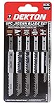 Dekton 5 PC B & D Type Jigsaw Blade Set | Includes 75mm & 50mm HCS Blades | Ideal for Wood & Plastic | Assorted for Fast, Clean Cuts | Compatible with Decker, Ryobi, Hitachi, Makita, Stanley & More
