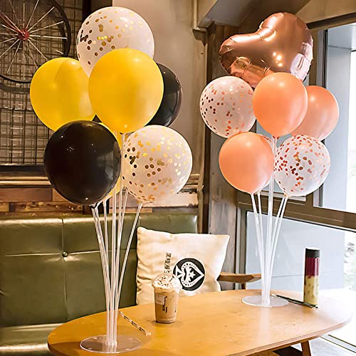 Silblassyu Table Balloon Stand Kit - 2 Sets,Reusable Clear Balloon Holder(7 Balloon Sticks,7 Cups,1 Base) With 10 Balloon Clips,1 Roll Of Stick Dots For Birthday Party,Wedding,Any Party Decorations #TOP6