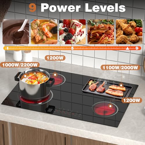 Nefaracy NFC-D46604 30 Inch Electric Cooktop 4 Burner, Nefaracy Electric Stove Top With Dual Oval Zone, 6600W Built-In Radiant Electric Stove, Hot Surface Indicator, Touch Control thumb #2