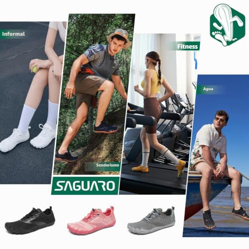 Miniatura 6 de Saguaro Barefoot Zapatillas De Trail Hombre Mujer Zapatos De Deporte Transpirable Antideslizante Calzado Minimalistas Gris 39 Eu