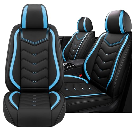 Image of Car Seat Cover for MINI Hardtop 2013-2026, Driver's Seat Covers,Non-Slip Waterproof seat Cover,Wear-Resistant Nappa Leather car seat Covers. (Standard 2 Seats /Black Blue)