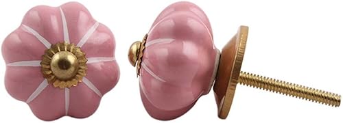 Indian Shelf 2 pomos de cajón para niños, pomos sólidos para vestidor, pomos decorativos y tiradores rosados, tiradores de cajón de cerámica para