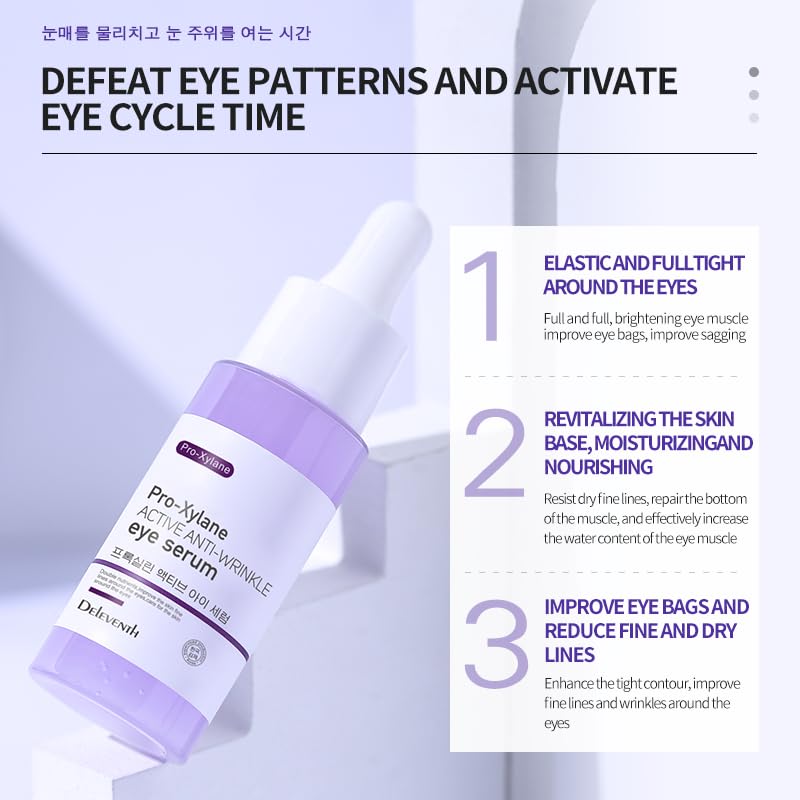 DEleventh Korean Brand Pro-Xilane Active Anti-Wrinkle Eye Serum 30ml / Anti-Aging, Reduces Puffiness, Dark Circles - Image 4